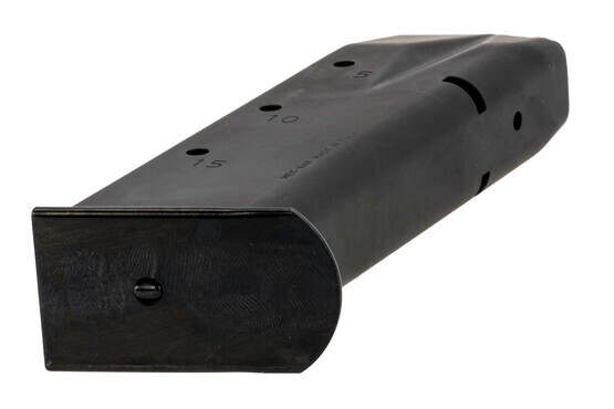 SIG Sauer P226 magazine holds 15-rounds of 9mm Auto ammo with witness holes and easy disassembly.